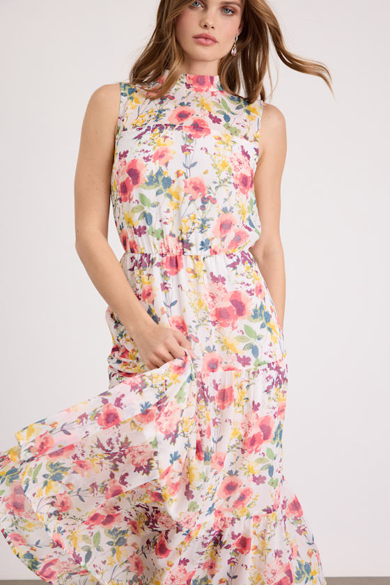 In My Dreams Mauve Floral Print Midi Dress
