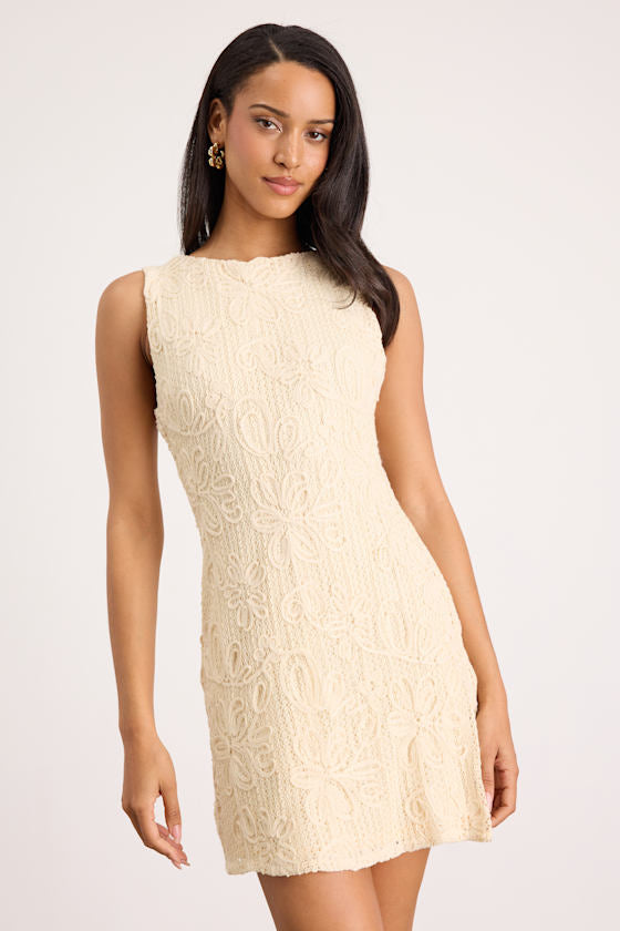 Fenicia Green Abstract Floral Embroidered Mini Dress