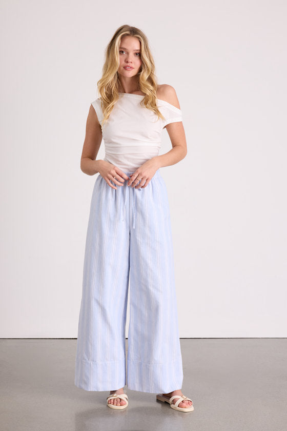 Brisa Beige Cuffed Wide-Leg Pants
