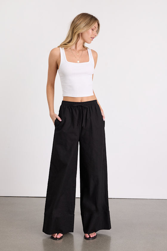 Brisa Beige Cuffed Wide-Leg Pants