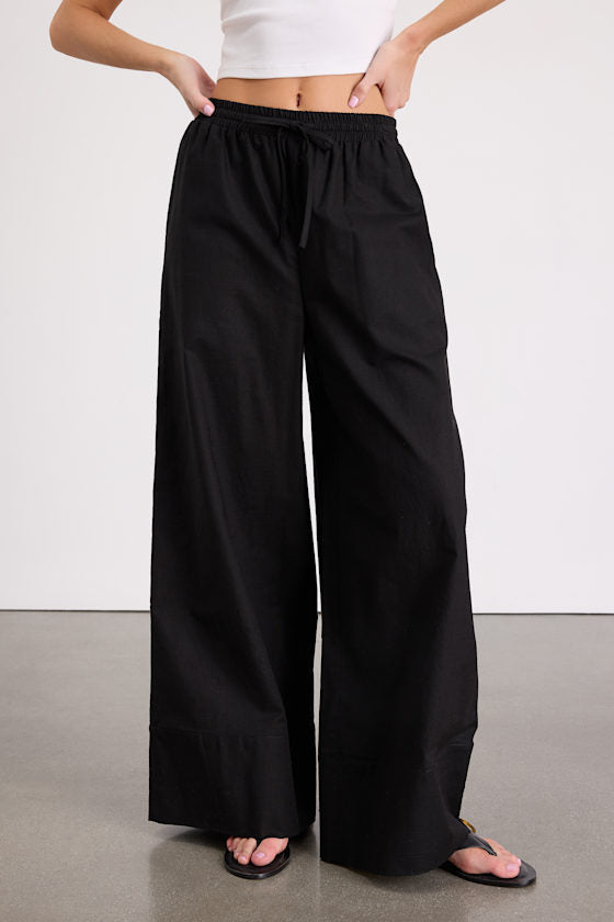 Brisa White Cuffed Wide-Leg Pants