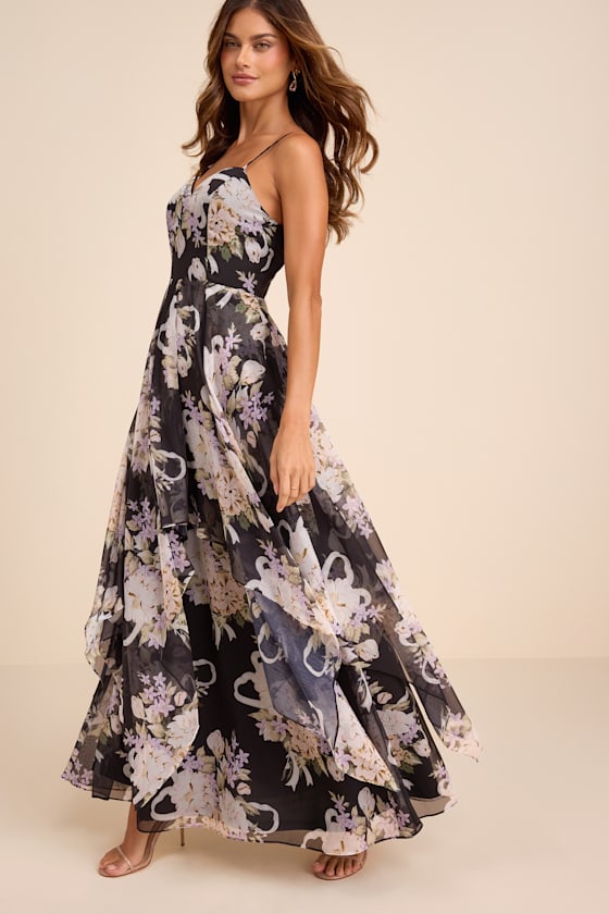 Breigh Yellow Floral Sleeveless Maxi Dress