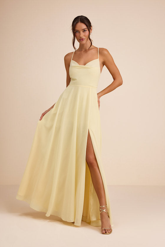 Romantically Speaking Black Cowl Lace-Up Maxi Dress