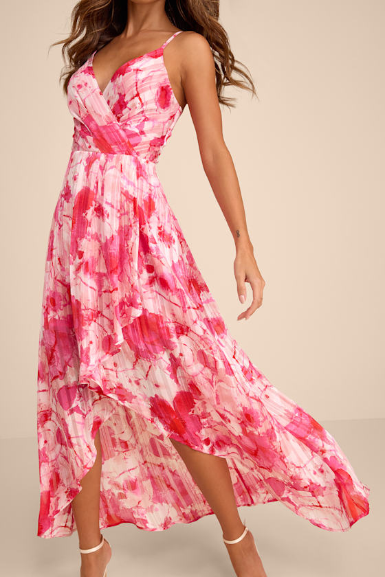 An Enchanting Dream Purple Multi Print High-Low Maxi Dress