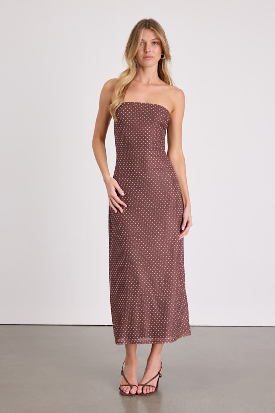 Jaylah Light Blue Multi Mesh Strapless Midi Dress