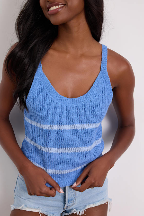 Effortless Sunshine Beige and Coral Striped Sweater Tank Top