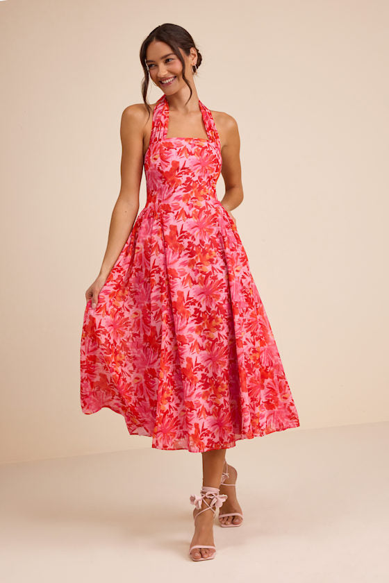 Conway Navy Blue Halter Midi Dress