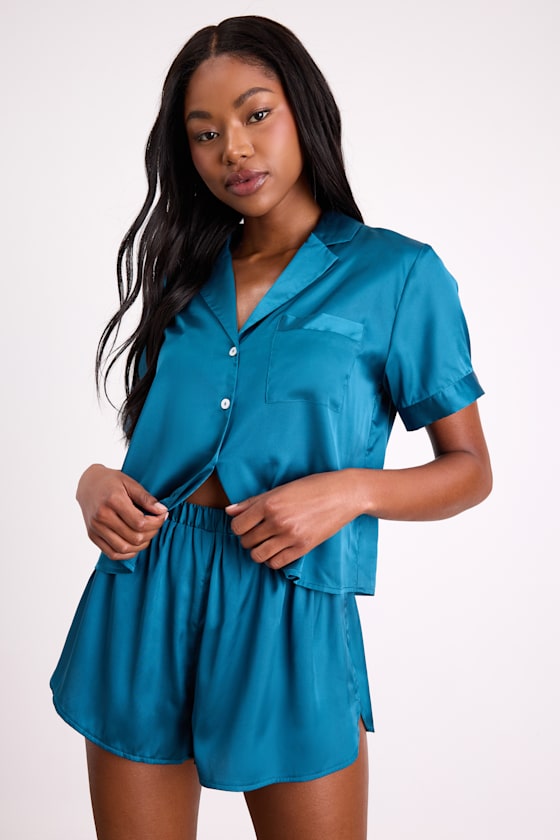 Pleasant Dreams White Satin Two-Piece Pajama Set