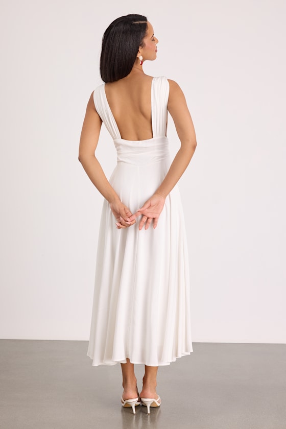 Jaden Ivory Sleeveless Midi Dress