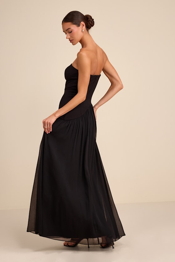 Beth Berry Pink Strapless Drop Waist Maxi Dress