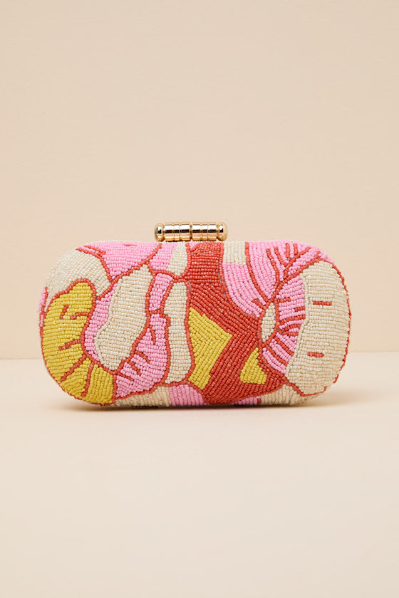 Madden Pink Multi Beaded Crossbody Clutch