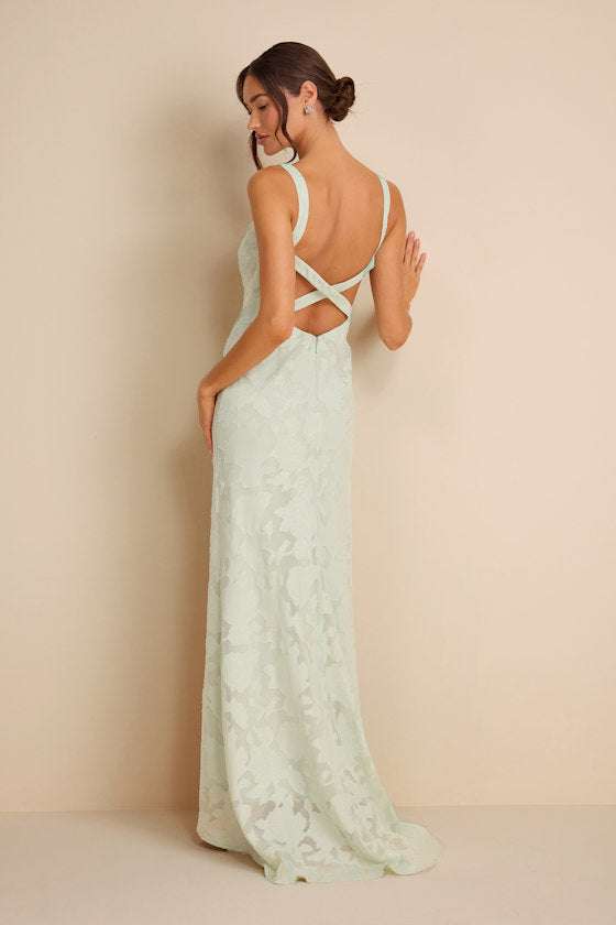 Perfectly Classy Light Pink Floral Burnout Backless Maxi Dress