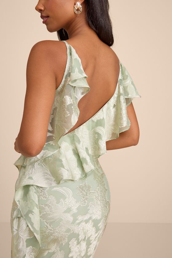 Narelle Navy Floral Burnout Ruffled Maxi Dress