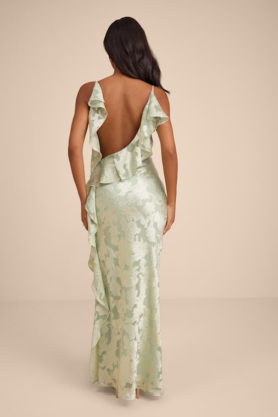 Narelle Navy Floral Burnout Ruffled Maxi Dress
