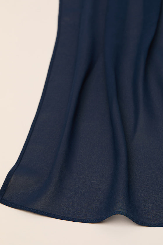 Neave Navy Blue Chiffon Sash Scarf