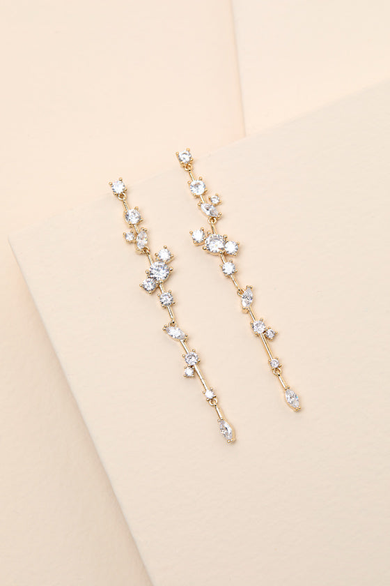 Faydra Gold 14KT Rhinestone Drop Earrings