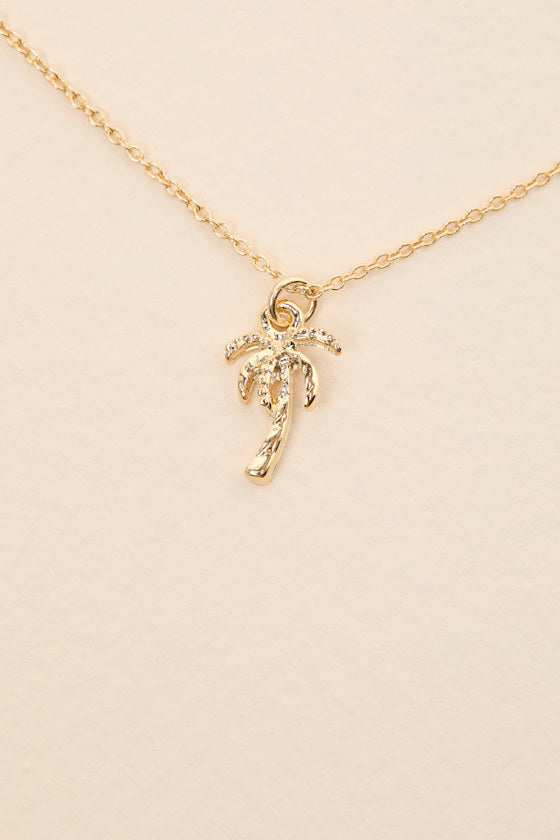 Sabal 14KT Gold Palm Tree Charm Necklace