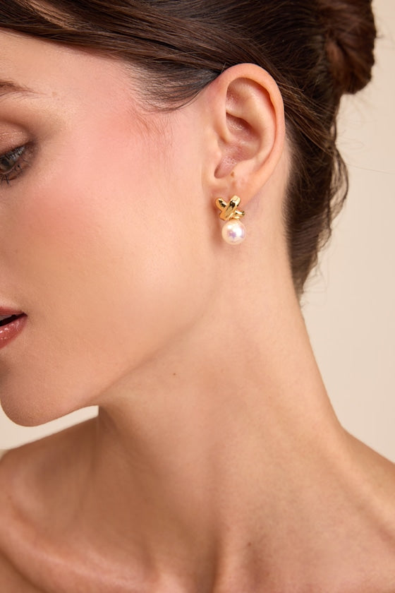 Arabeth 14KT Gold Pearl Stud Earrings