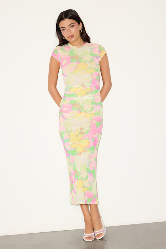 Cici Light Pink Mesh Bodycon Midi Dress