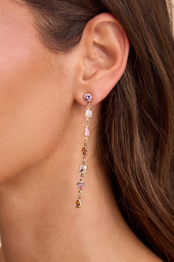 Kemi Gold Multi Rhinestone Drop Earrings