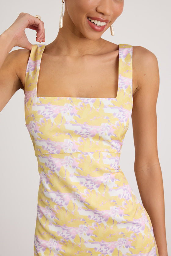 Truly the Cutest Hot Pink Satin Square Neck Mini Dress