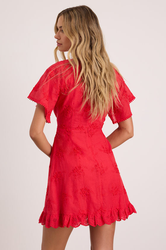 Morning in Mallorca White Eyelet Mini Dress