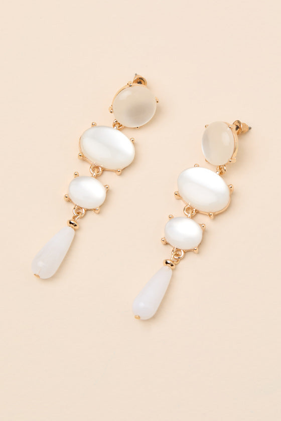 Ruiz White Beaded Drop Earrings