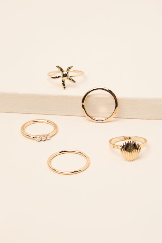 Bena Gold Five-Piece Ring Set