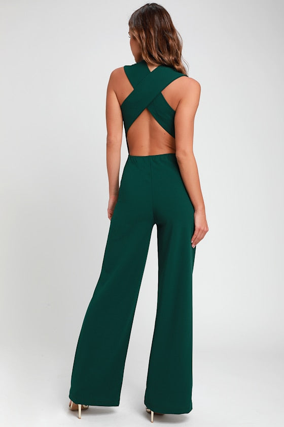 Thinking Out Loud Black Backless Jumpsuit