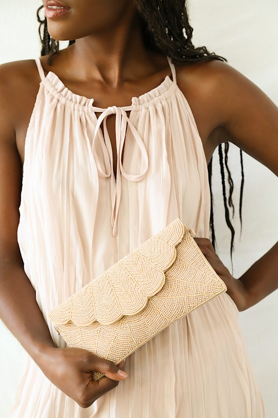 Junipero Champagne Beaded Clutch