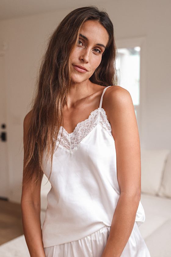 More Amour White Satin Cami Top