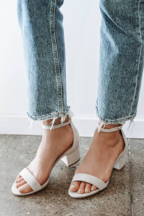 Harper Black Suede Ankle Strap Heels