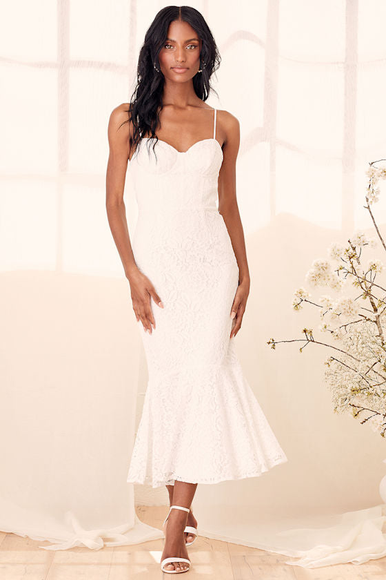 Found Your Love Navy Blue Lace Sleeveless Trumpet Midi Dress