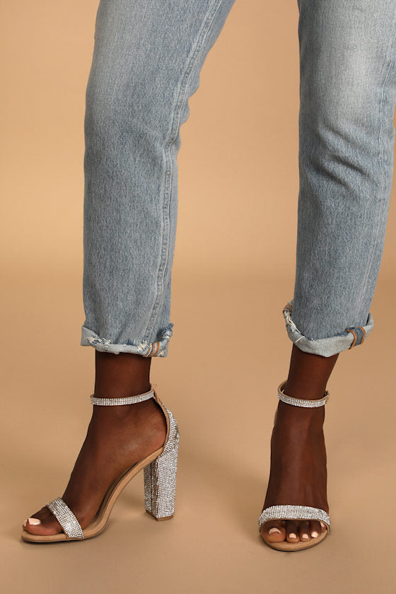 Taylor Ivory Satin Ankle Strap Heels
