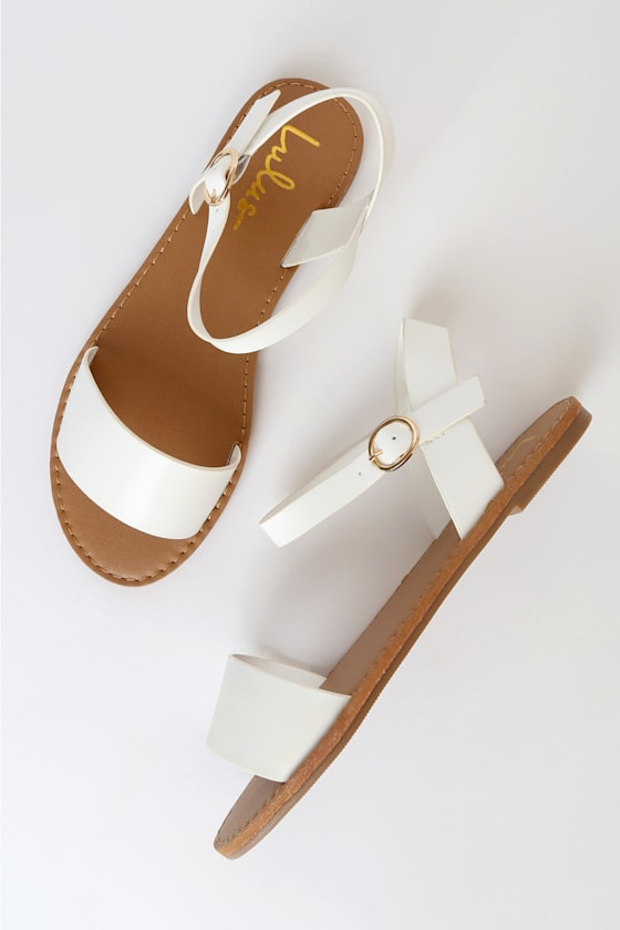 Hearts and Hashtags Tan Flat Sandals