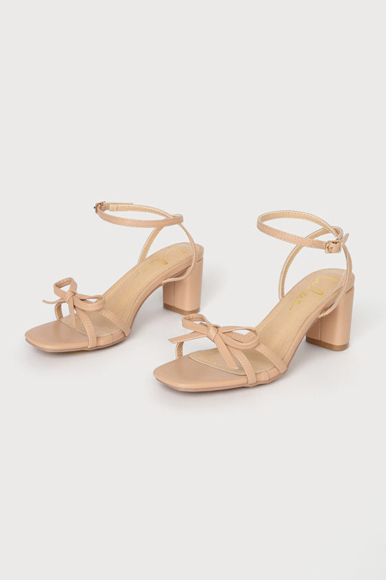 Rezzy White Bow Ankle Strap High Heel Sandals