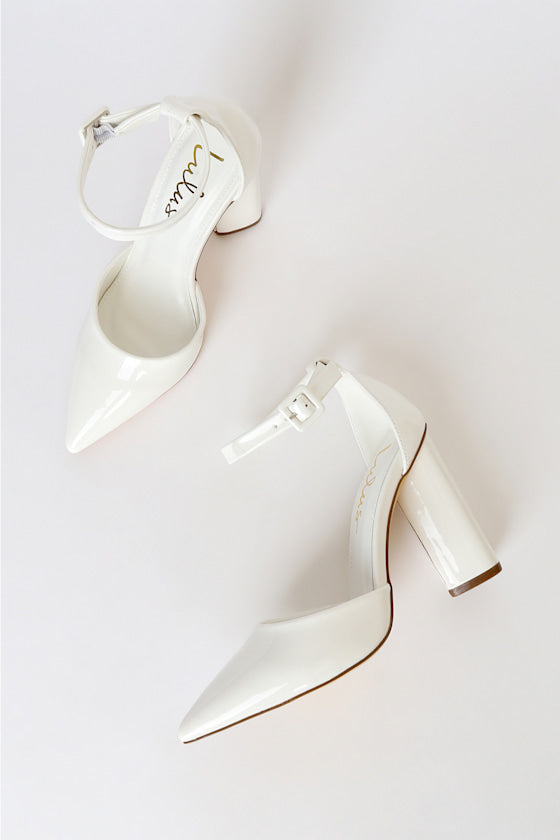 Syngo Light Nude Patent Pointed-Toe Ankle Strap Pumps