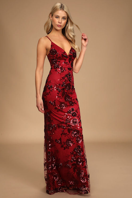 Shine Language Rose Gold Sequin Mermaid Maxi Dress