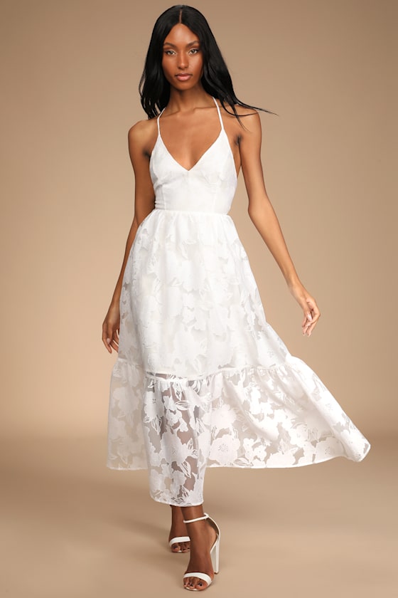 Feeling Like Forever Plum Jacquard Organza Lace-Up Midi Dress