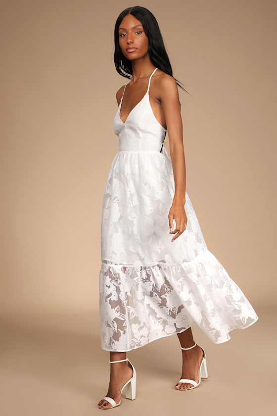 Feeling Like Forever Plum Jacquard Organza Lace-Up Midi Dress