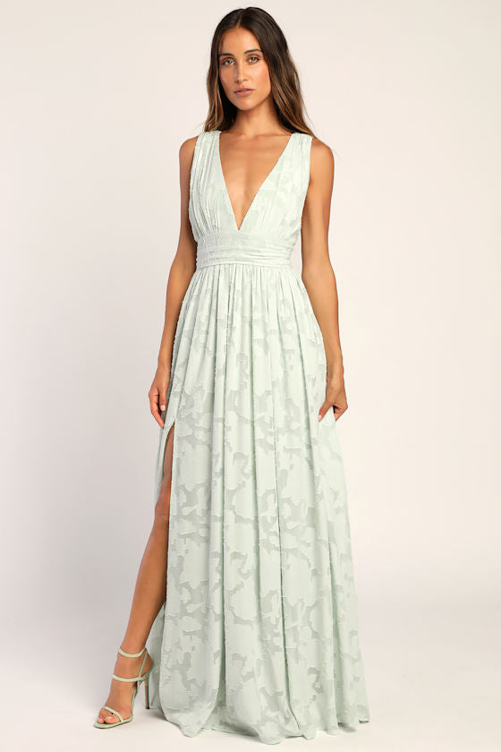 Sweet Sophistication Light Blue Burnout Floral Maxi Dress