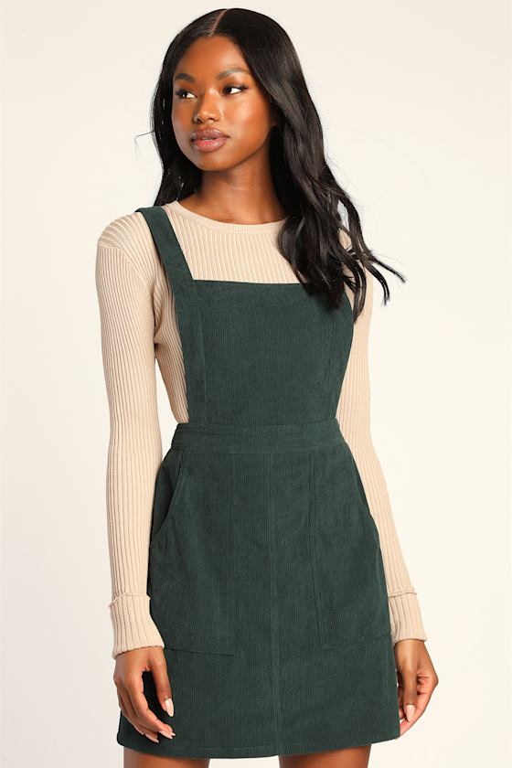 Embracing Autumn Brown Corduroy Pinafore Mini Dress