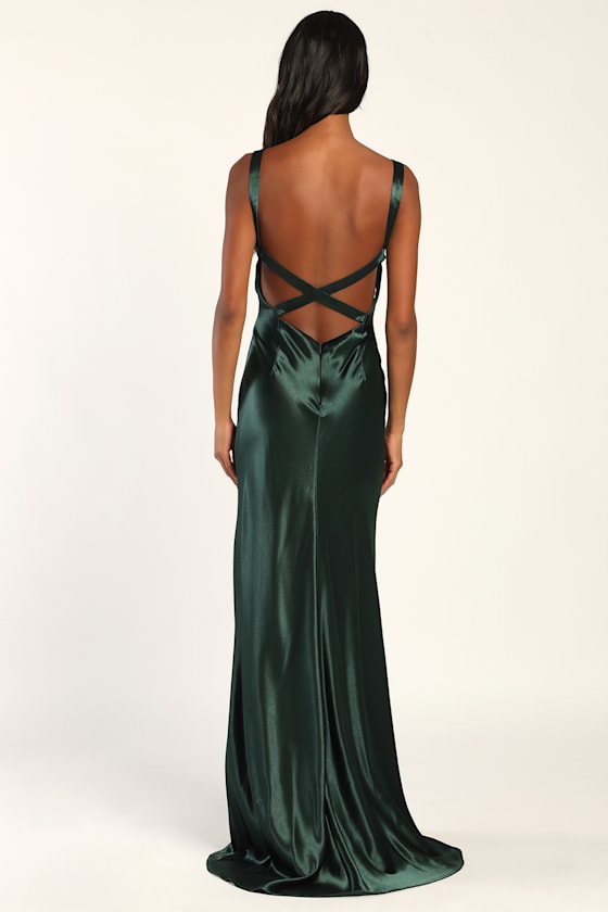 Perfectly Classy Yellow Satin Strappy Maxi Dress