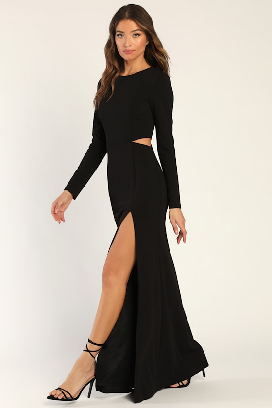 Going for the Wow Emerald Green Long Sleeve Cutout Maxi Dress