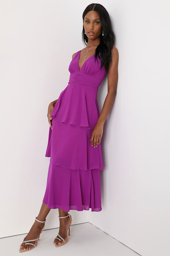 Celebration Time Emerald Green Sleeveless Tiered Midi Dress